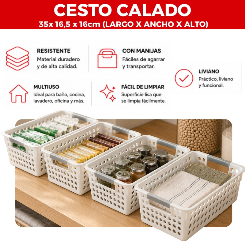 Set x2 Cesto Calado S 18 X 27 X 8 cm BLANCO