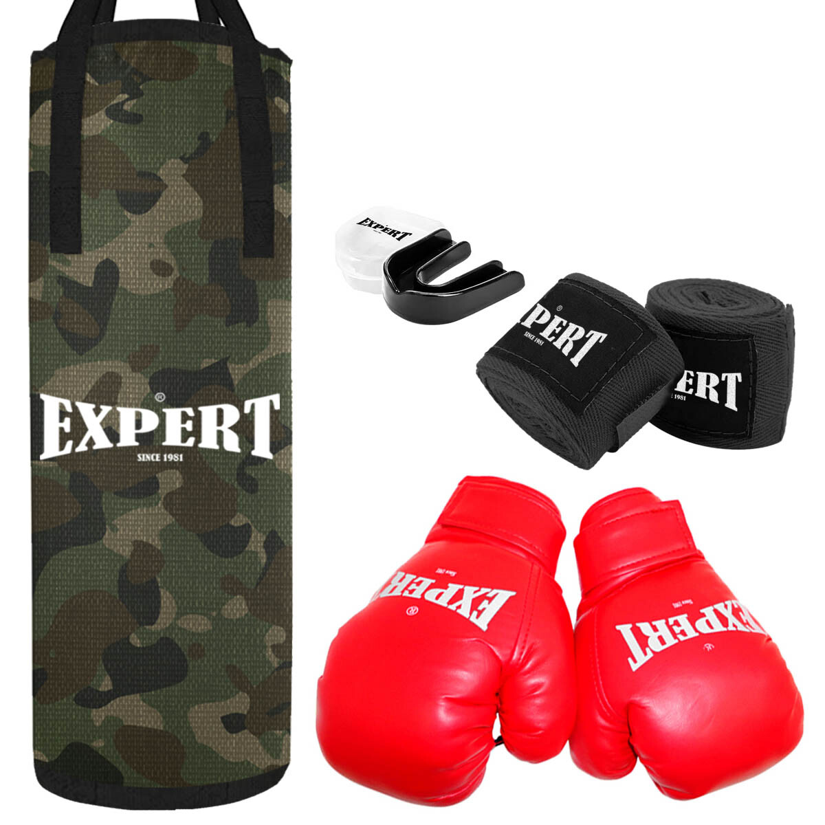 Kit Boxeo Bolsa Completa + Guantes + Bucal + Vendas - Bolsa Camuflada Adultos 