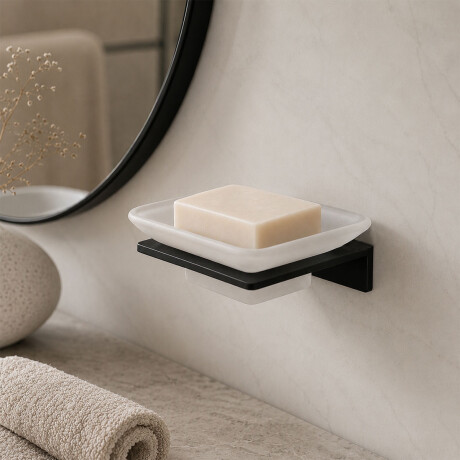 JABONERA COMBINADA METAL MATE NEGRO PARA BAÑO ACERO NEGRO