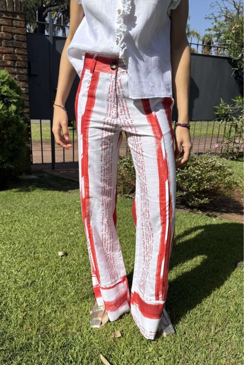 Pantalon Coco Print - Rayas Rojo 