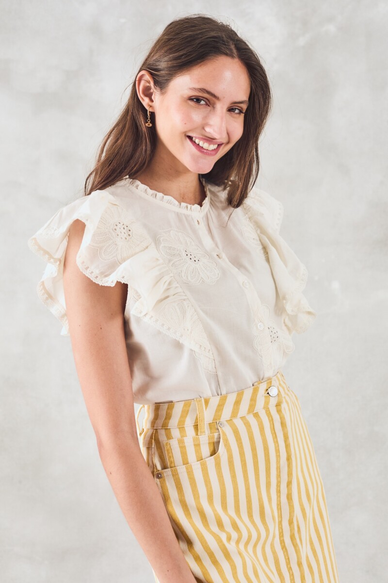 Blusa Sin Mangas Bordada Nacar