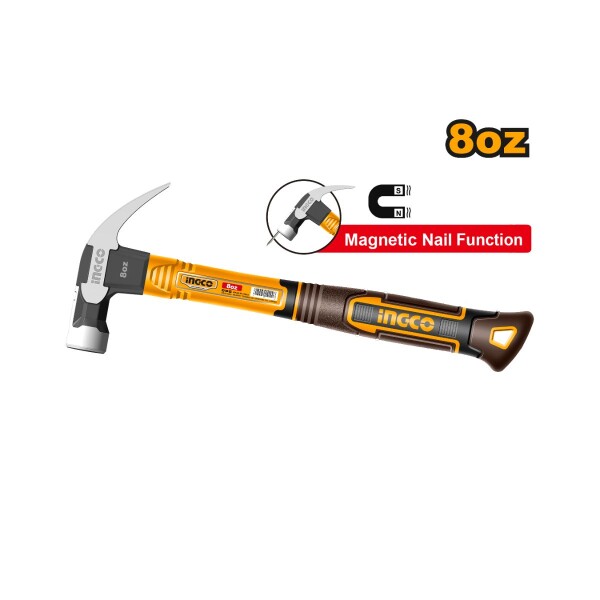 MARTILLO DE UÑA 220G MAGNETICO MANGO FIBRA INGCO Martillo De Uña 220g Magnetico Mango Fibra Ingco
