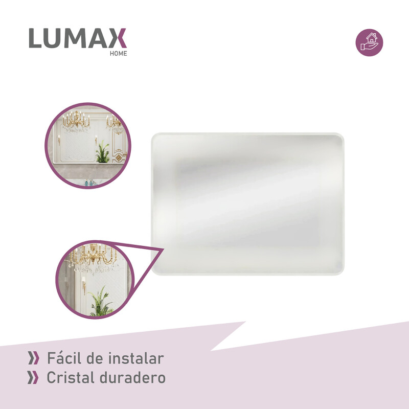 Espejo Horizontal Lumax Xindi Marco Rectangular 90 x 70cm Blanco