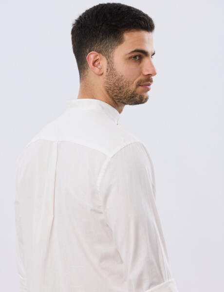 CAMISA LISA DE LINO CUELLO MAO Blanco
