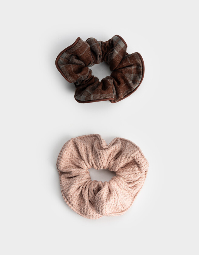 Skunzies Cuadros y Rayas Scrunchie - Combinacion Bicolor