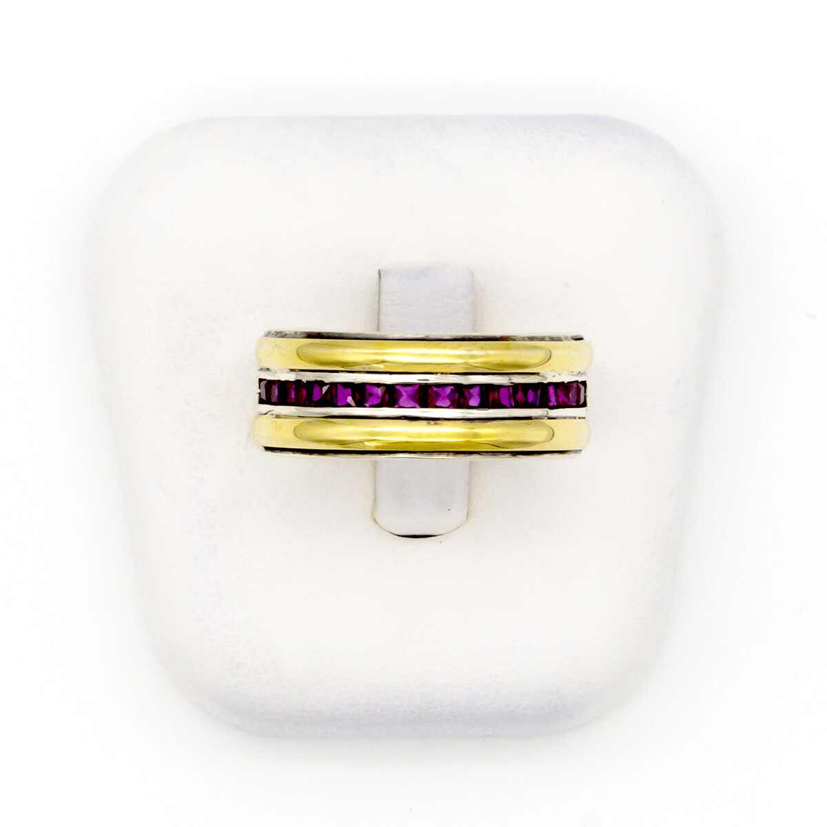 Anillo de plata 925, double en oro 18 ktes y circonias. 