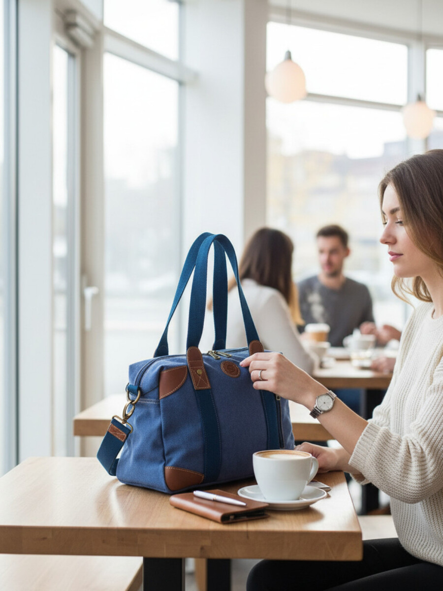 Bolso cartera de lona - Azul 