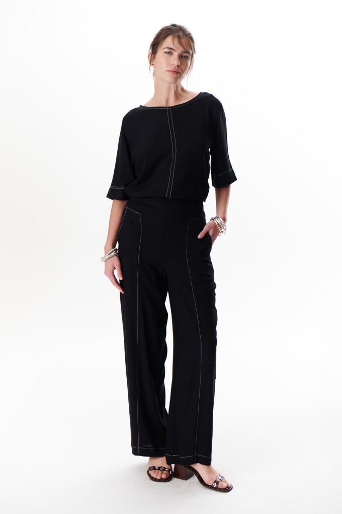 PANTALON LINO POCKET NEGRO