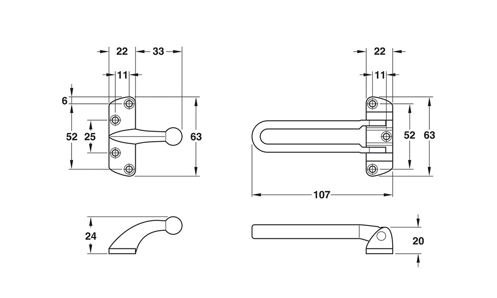 Tranca para puerta de seguridad 911.59.187 Tranca Para Puerta De Seguridad 911.59.187