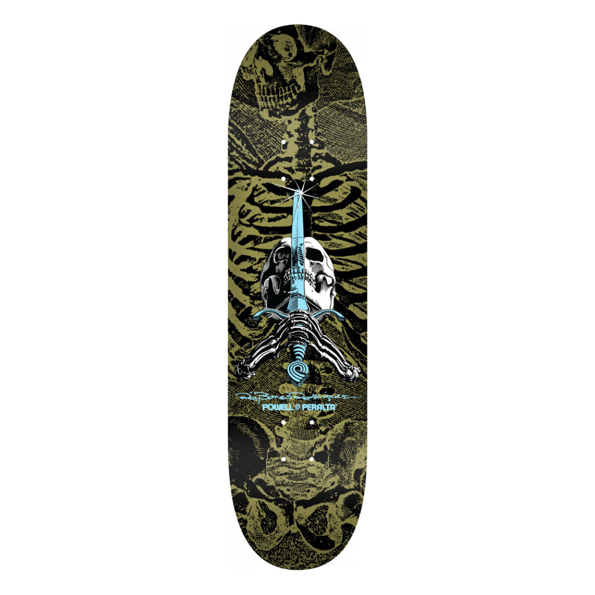 Deck Powell Peralta Skull & Sword GOLD 8.25" x 31.95" (Sólo Tabla) 