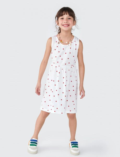 VESTIDO INFANTIL SIN MANGAS ESTAMPADO BLANCO