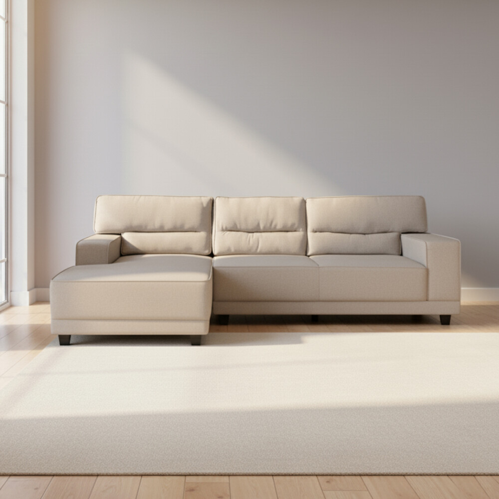 SOFÁ C/CHAISE NATURAL/BEIGE TELA EXCELENCE IZQ