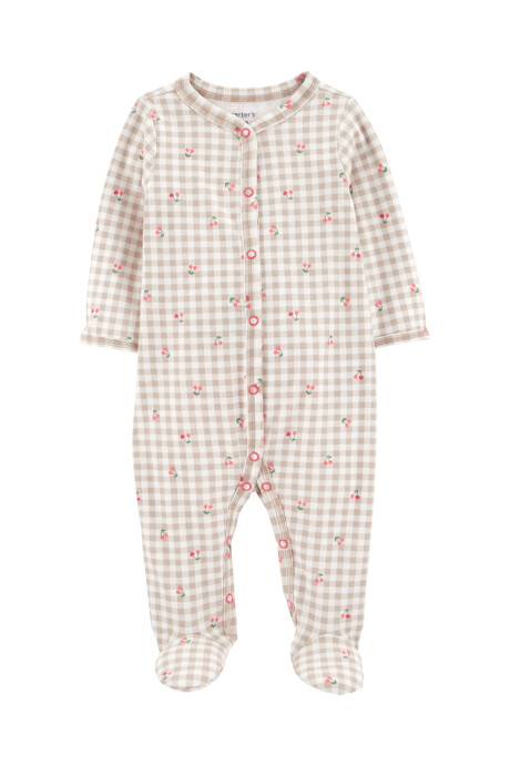 Pijama una pieza de algodón, con pie, diseño cerezas Sin color