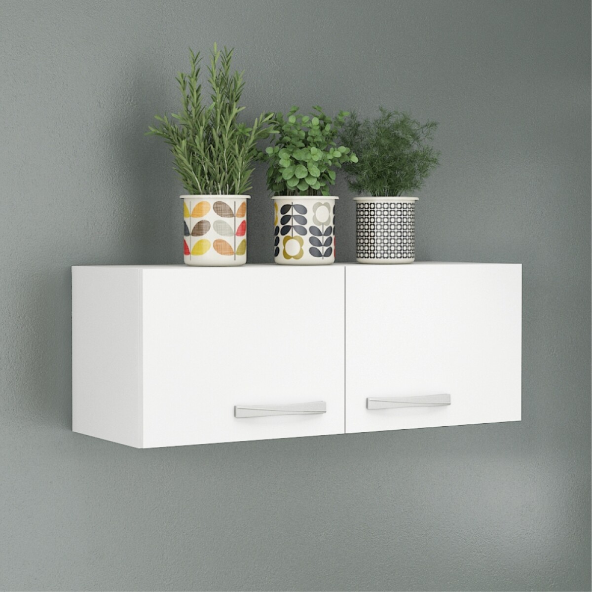 Mueble Aereo de 2 puertas s/estante interior natural 80x29x30cm - Blanco 