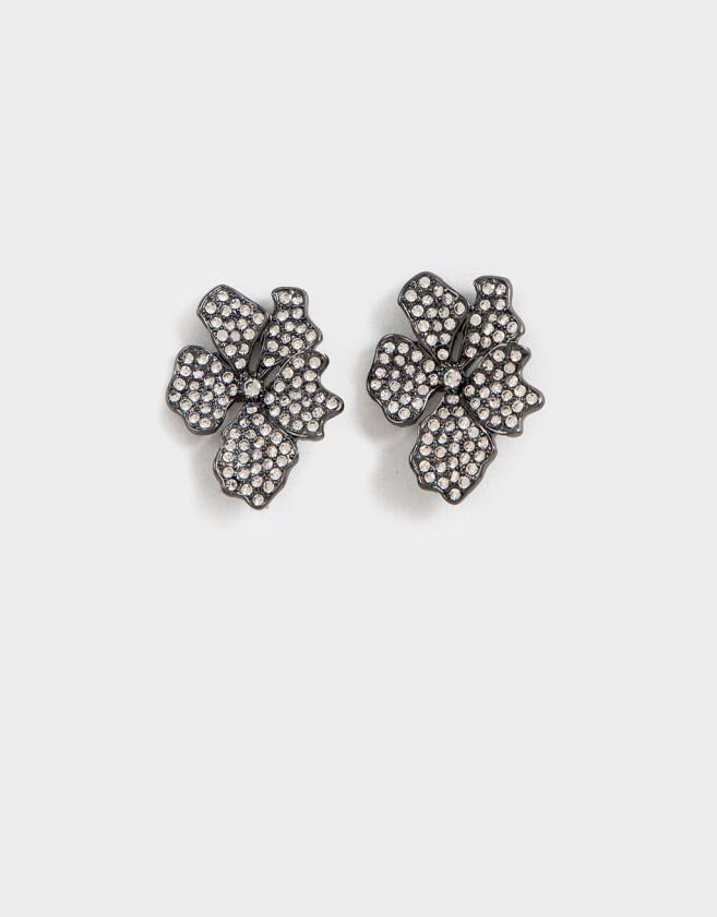 Aros Pasantes Flores Aros Pasantes Con Flores - Plateado Hematite