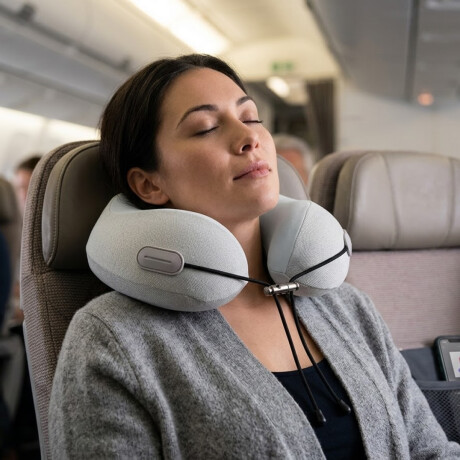 Almohada de viaje con memoria y ajustable Gris