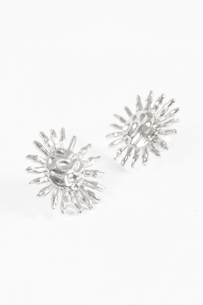 Caravanas clip sol texture plateado