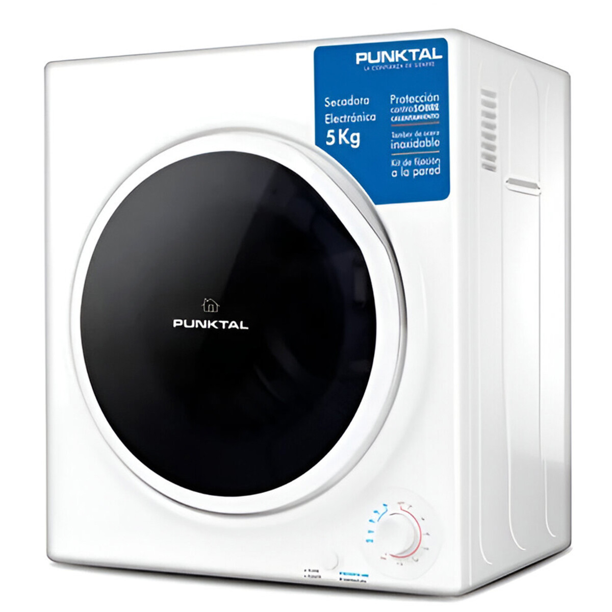 Secarropa Frontal Punktal 5kg Potencia 1300w + Soporte Pared - Color Blanco 