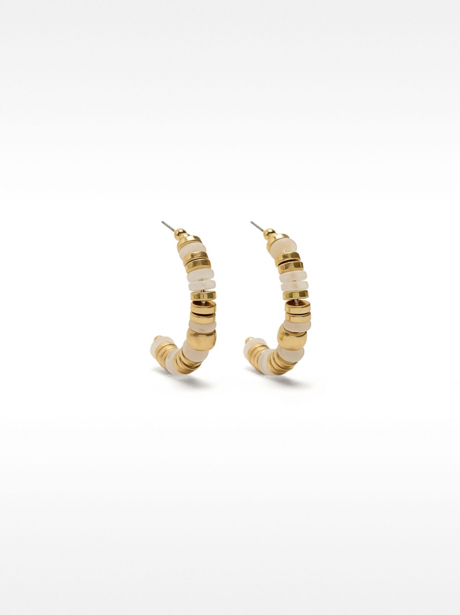 Aros Dorados Con Resina - blanco 