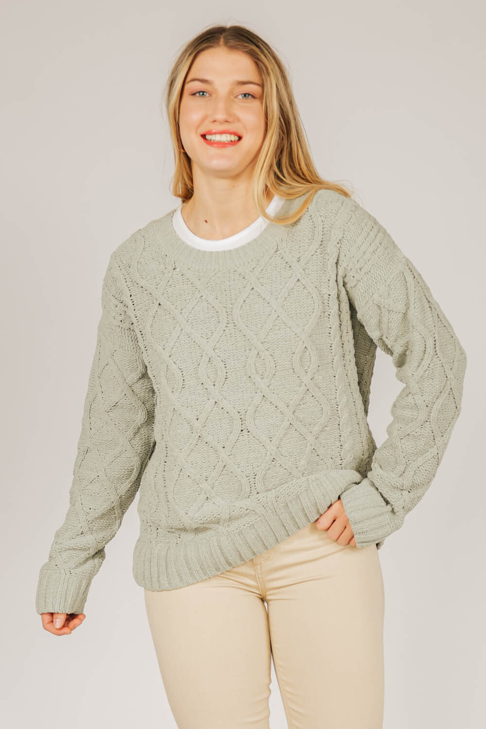 Sweater Loanina Verde Grisaceo Claro