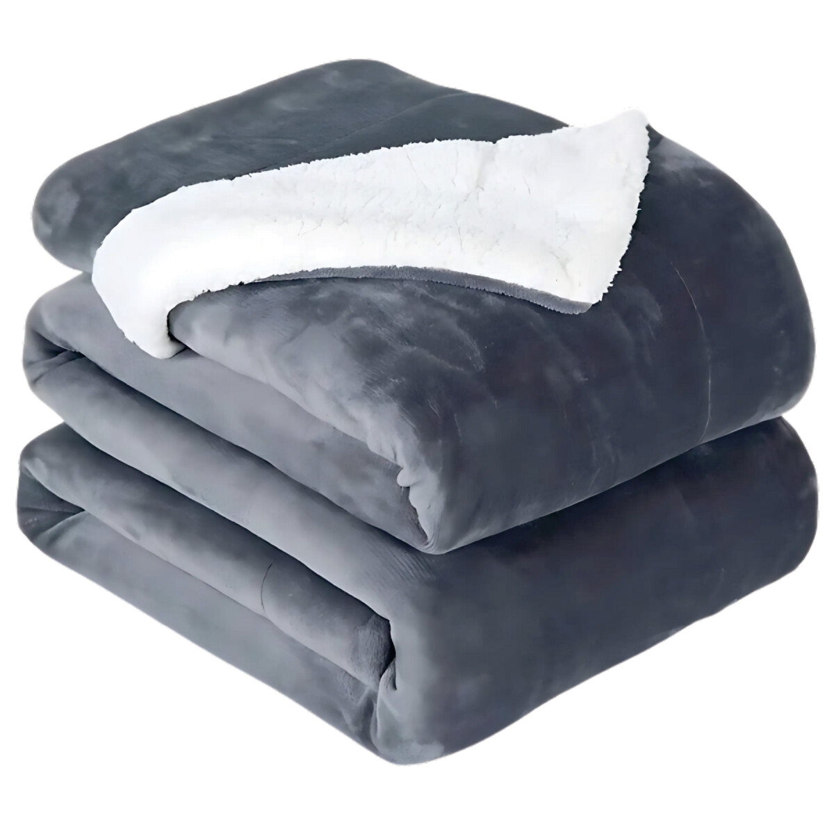 Frazada Manta Polar Con Corderito Acolchado 2 Plazas 230x200 - Color Variante Gris 