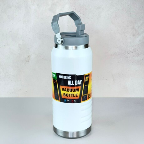 Botella Térmica de Acero Inoxidable con Manija 1200ML | Blanca Botella Térmica de Acero Inoxidable con Manija 1200ML | Blanca