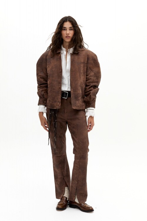 Pantalón Daphne en Cuero Marron Antiguo