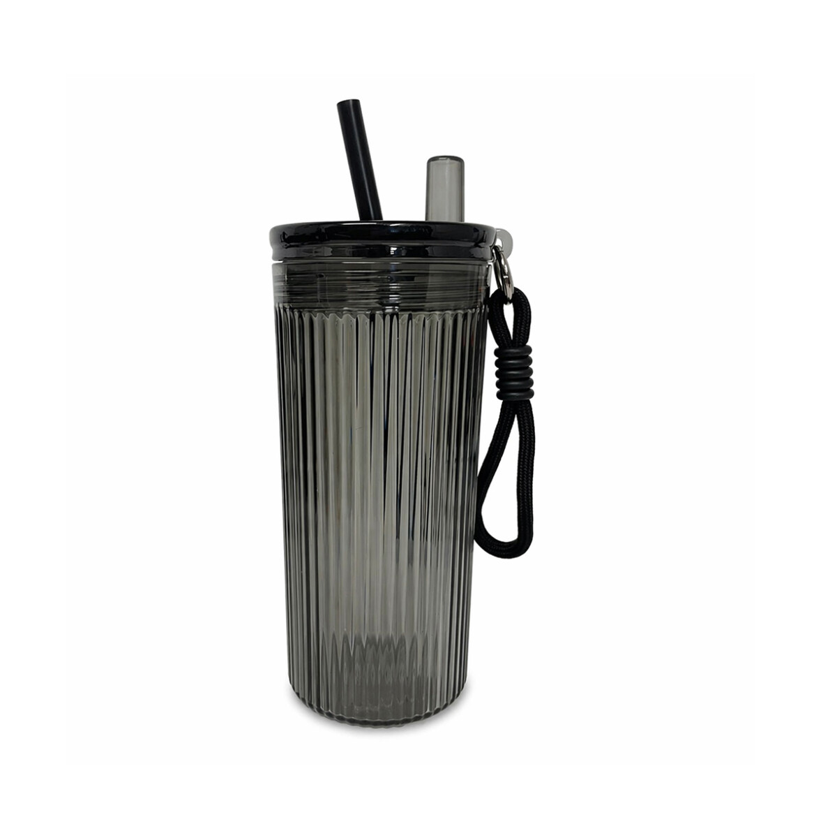 Vaso acrílico con sorbito y colgante flor 750ml - Negro 