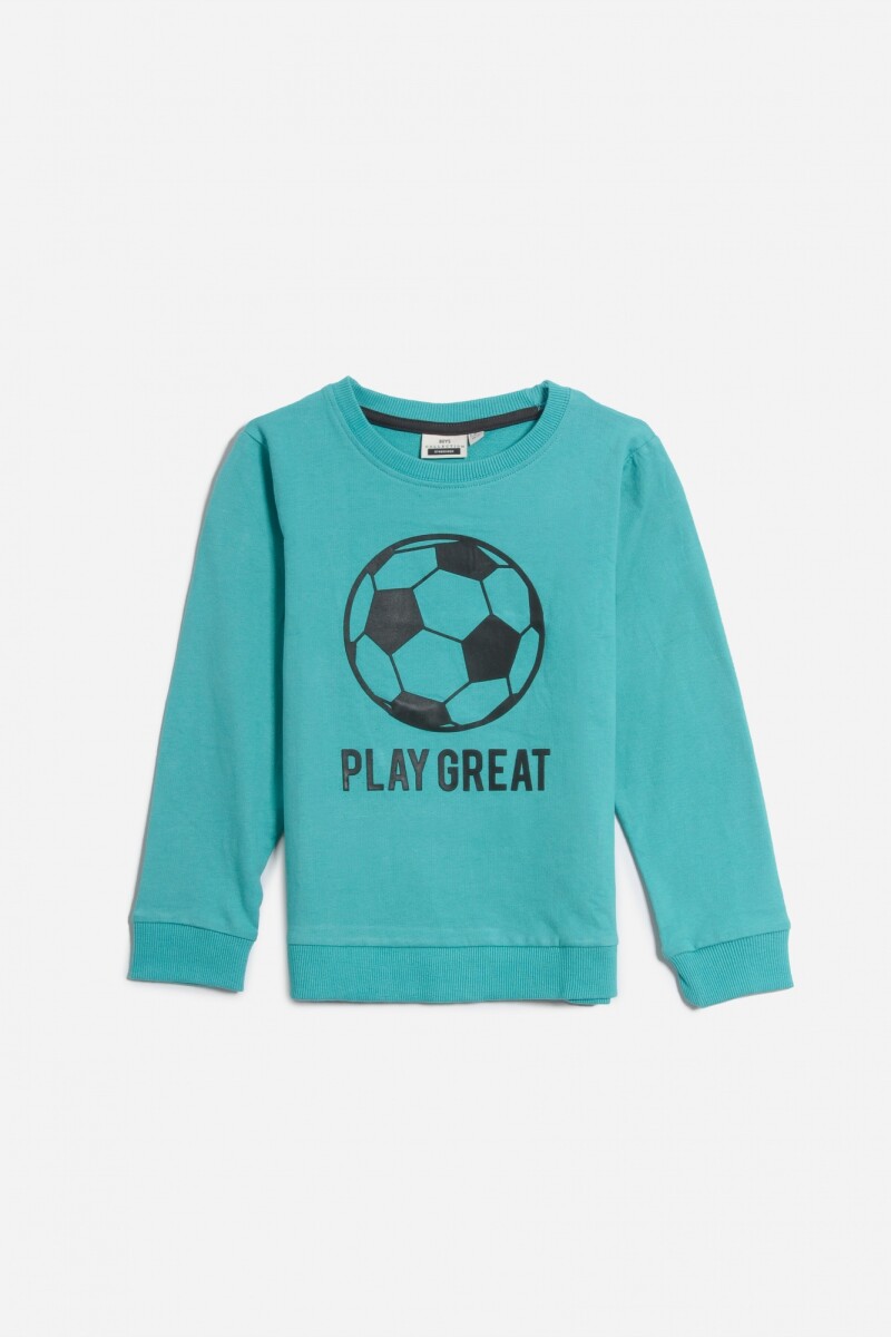 Buzo estampa Play Great - Turquesa 