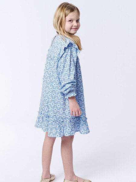 Vestido volados estampado Celeste