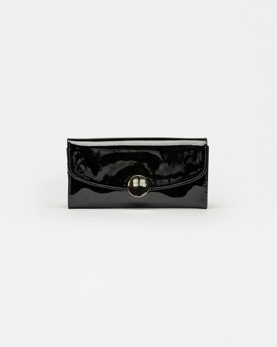 Billetera The Circle en cuero charol - Negro 