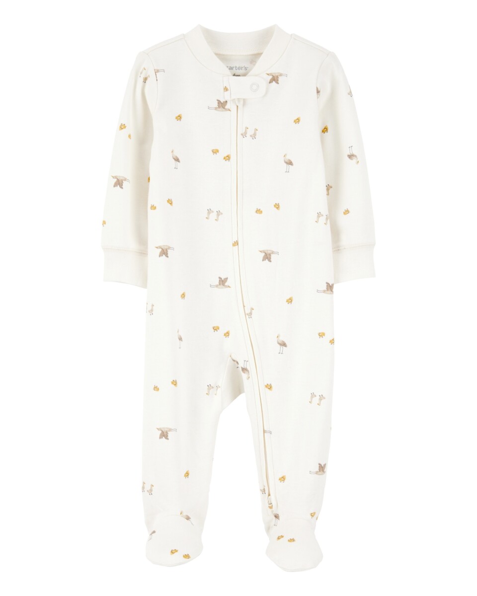Pijama una pieza de algodón, con pie, diseño pájaros 