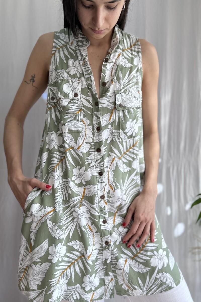 Camisa Gla Verde y blanco