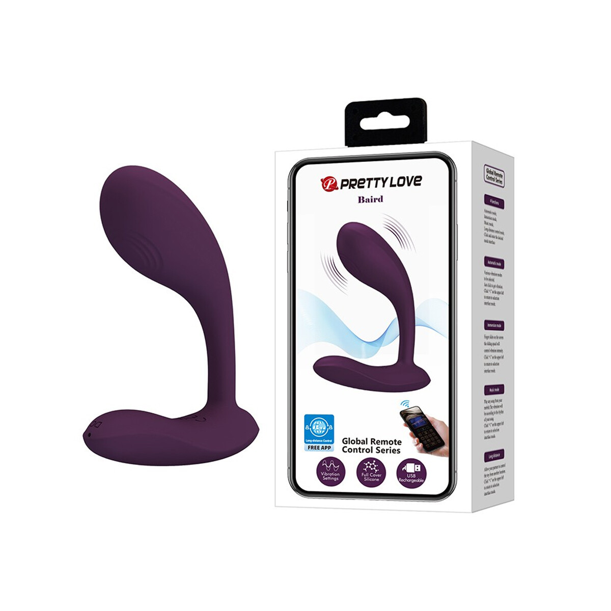 Vibrador Usb Con App Pretty Love Baird - Violeta 