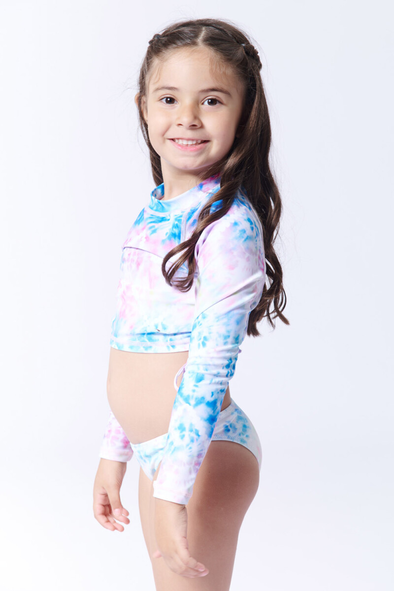 Bombacha bikini estampa - Tie Dye Celeste 