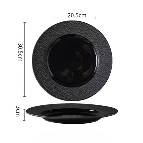 Plato Cerámica Negra - Línea Black Stone – Ø30.5 x 3 cm Plato Cerámica Negra - Línea Black Stone – Ø30.5 x 3 cm