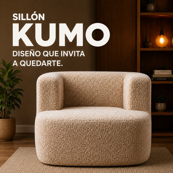 Sillón Puff ComboHome Kumo Redondo Corderito Diseño Premium Marrón 1