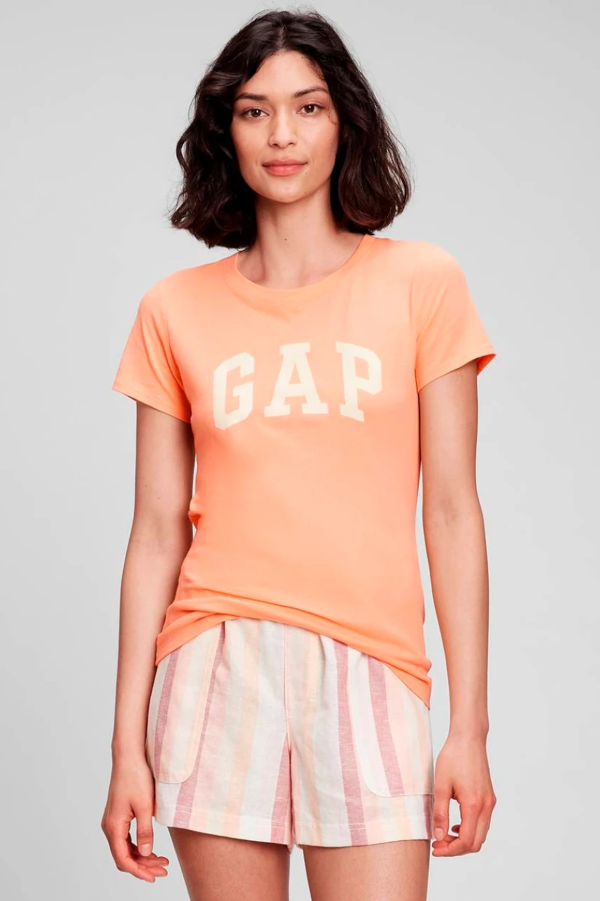 Remera Logo Gap Manga Corta Mujer Peach