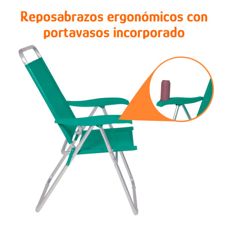 Silla Alta Reposera Plegable 4Posiciones Aluminio Mor Boreal Verde