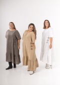 Vestido 100% lino Made in Italy Beige