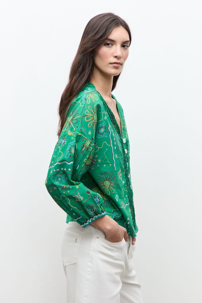 Blusa estampa Étnica verde