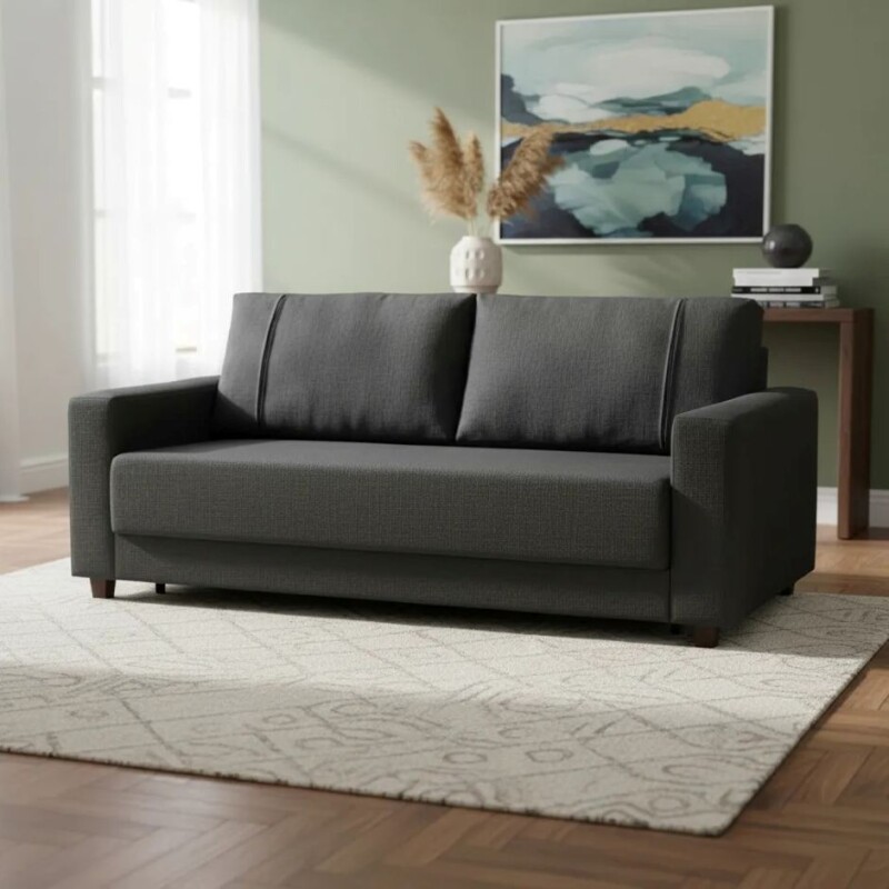 SOFA 3 CUERPOS - TELA PET FRIENDLY GRIS OSCURO SOFA 3 CUERPOS - TELA PET FRIENDLY GRIS OSCURO