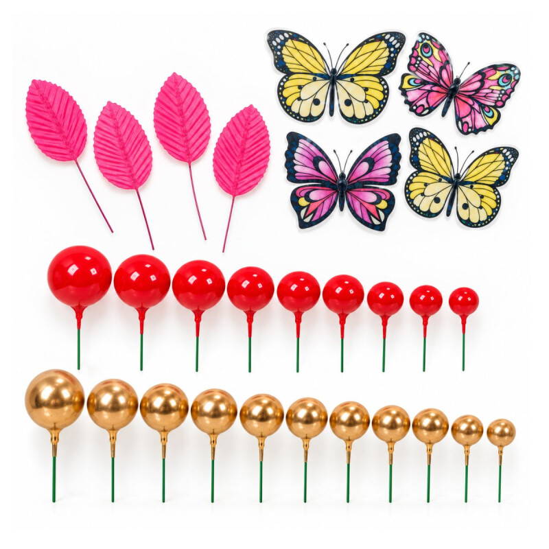 Topper Mariposas y Esferas Rojo
