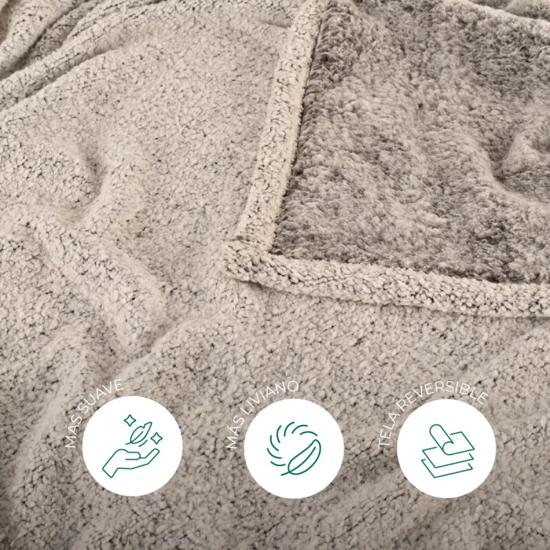Frazada Reversible Flannel Jacquard Con Sherpa 150x200 - Khaki Frazada Reversible Flannel Jacquard Con Sherpa 150x200 - Khaki