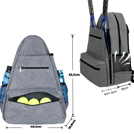 Mochila Bolso Tennis Profesional Porta Raquetas Gris