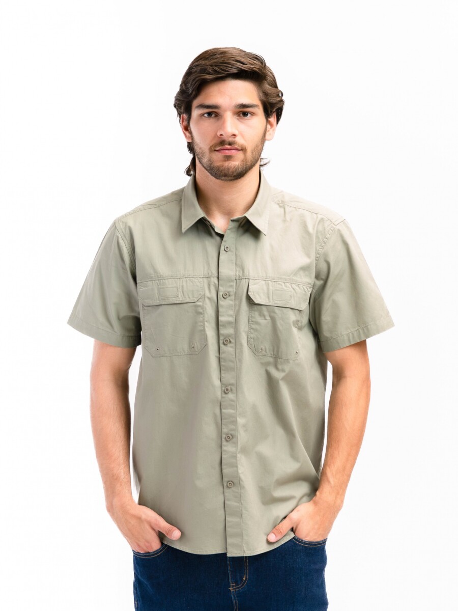 Camisa Fishing Manga Corta - Kaki 