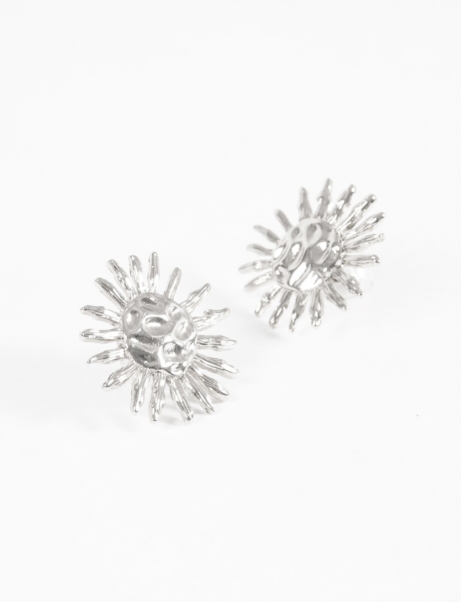 Caravanas clip sol texture - plateado 