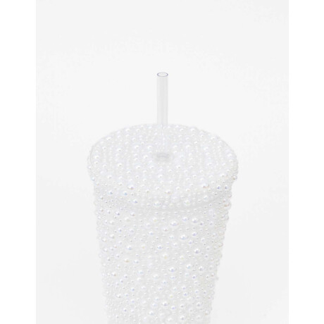 Vaso De Plástico Con Perlas Blanco nacarado/perlado