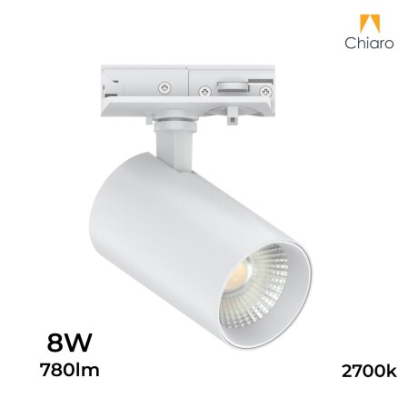 Spot de riel tracklight led 8w 2700K 2 vías 30° BLANCO Spot de riel tracklight led 8w 2700K 2 vías 30° BLANCO
