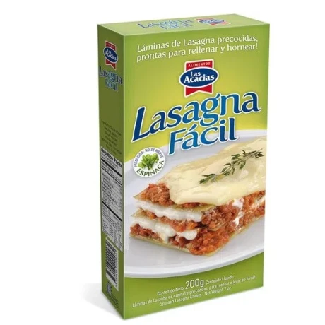 LASAGNA LAS ACACIAS ESPINACA FACIL 200 GRS LASAGNA LAS ACACIAS ESPINACA FACIL 200 GRS